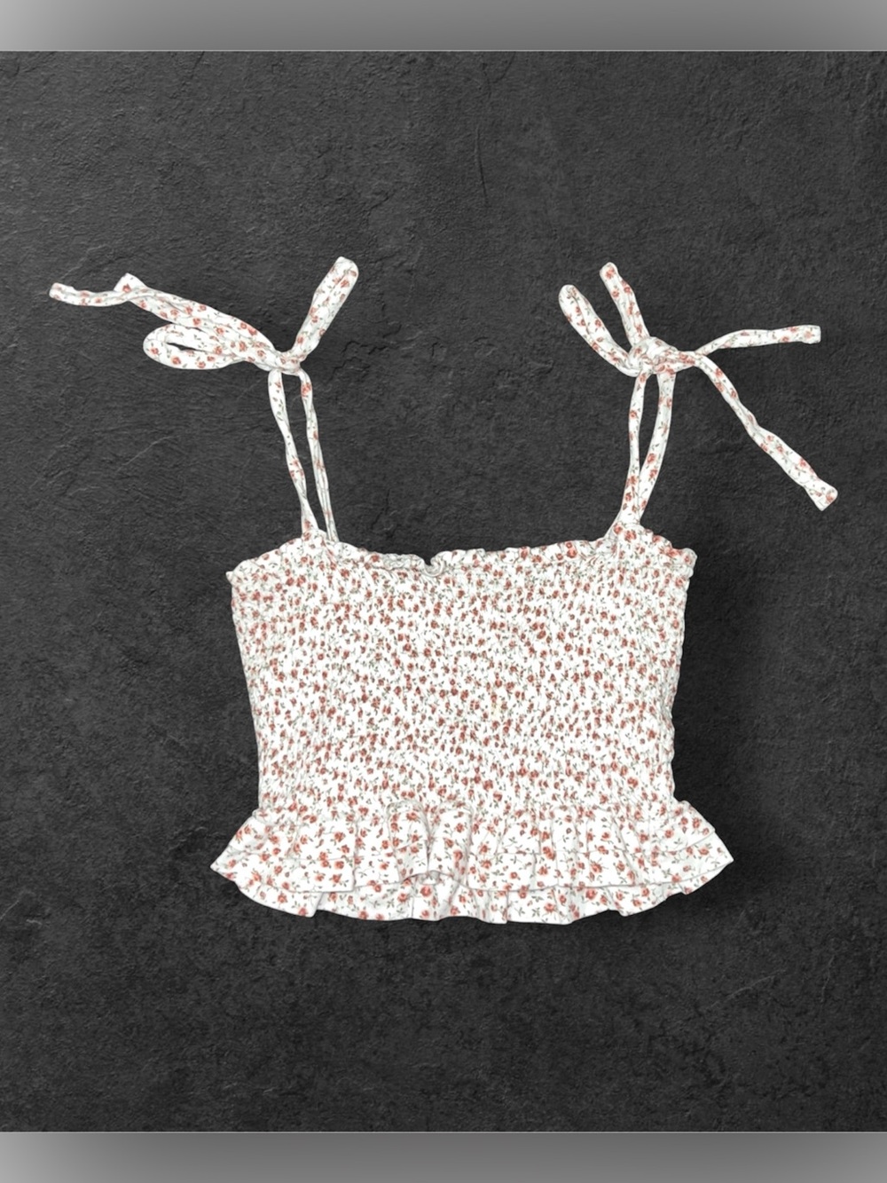 Garage White Floral Ruffled Crop Top Women’s Size Small Dainty Flowers Cropped